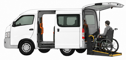 リフトで車いすのまま乗車する様子